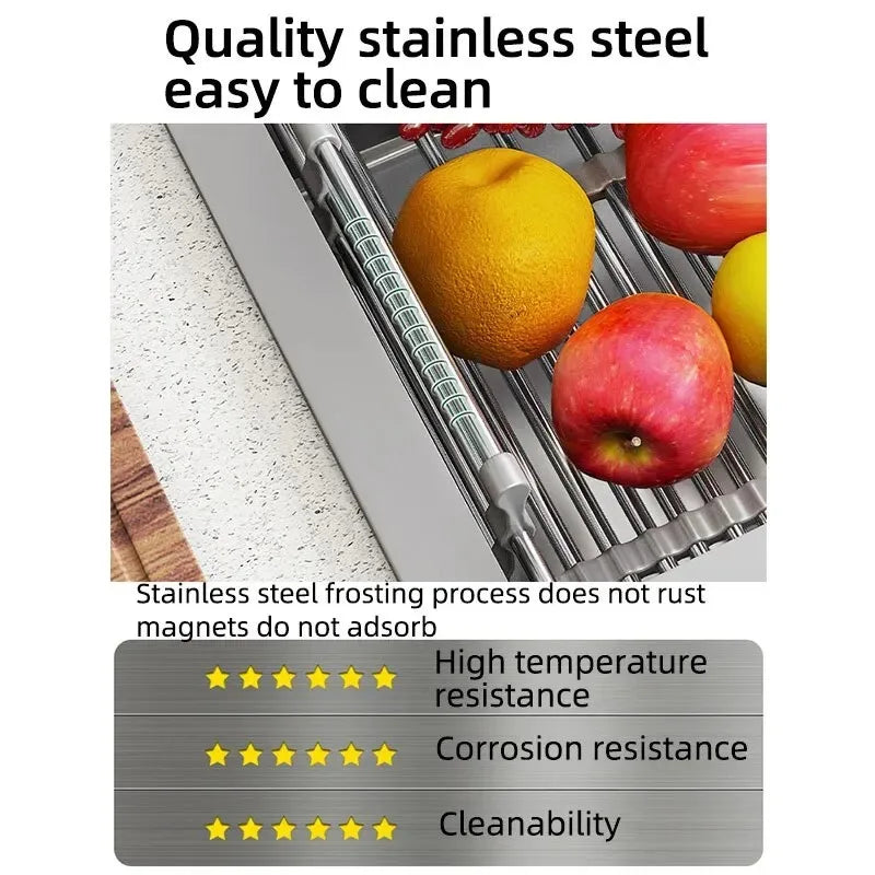 Kitchen Sink Drain Rack Dish Drain Rack Kitchen Basket Folding Drain Rack Stainless Steel Kitchen Sink Kitchen Washing Dishes Oasis Select