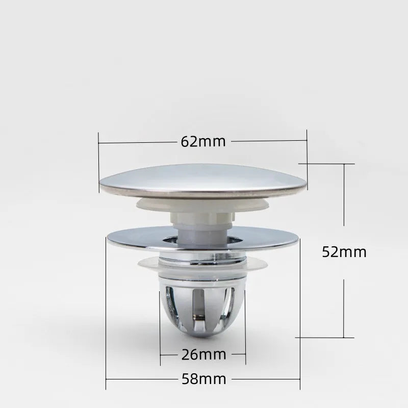Universal Pop-Up Bathroom Sink Stopper Odor-Resistant Press-To-Close Drain Plug Hair Catcher Strainer for Washbasin Accessories Oasis Select