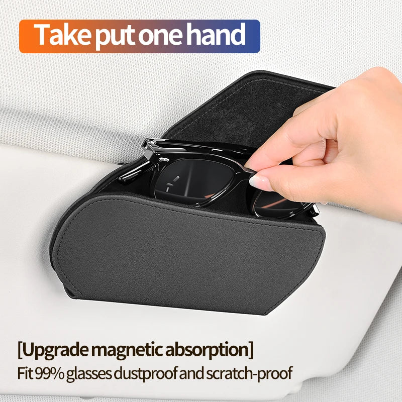 Magnetic Car Sun Visor Glasses Case & Sunglasses Holder