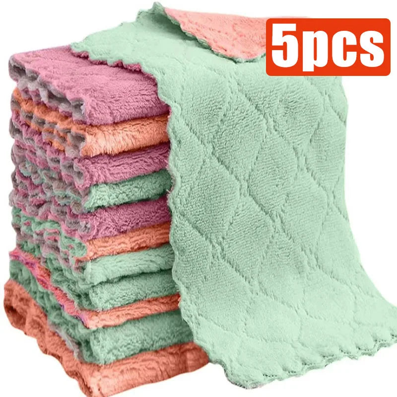 5/30 Microfiber Towels Absorbent Kitchen Cleaning Cloth Non-Stick Oil Dish Towel Dishcloth Tableware Household Cleaning Towel Oasis Select 5Pcs