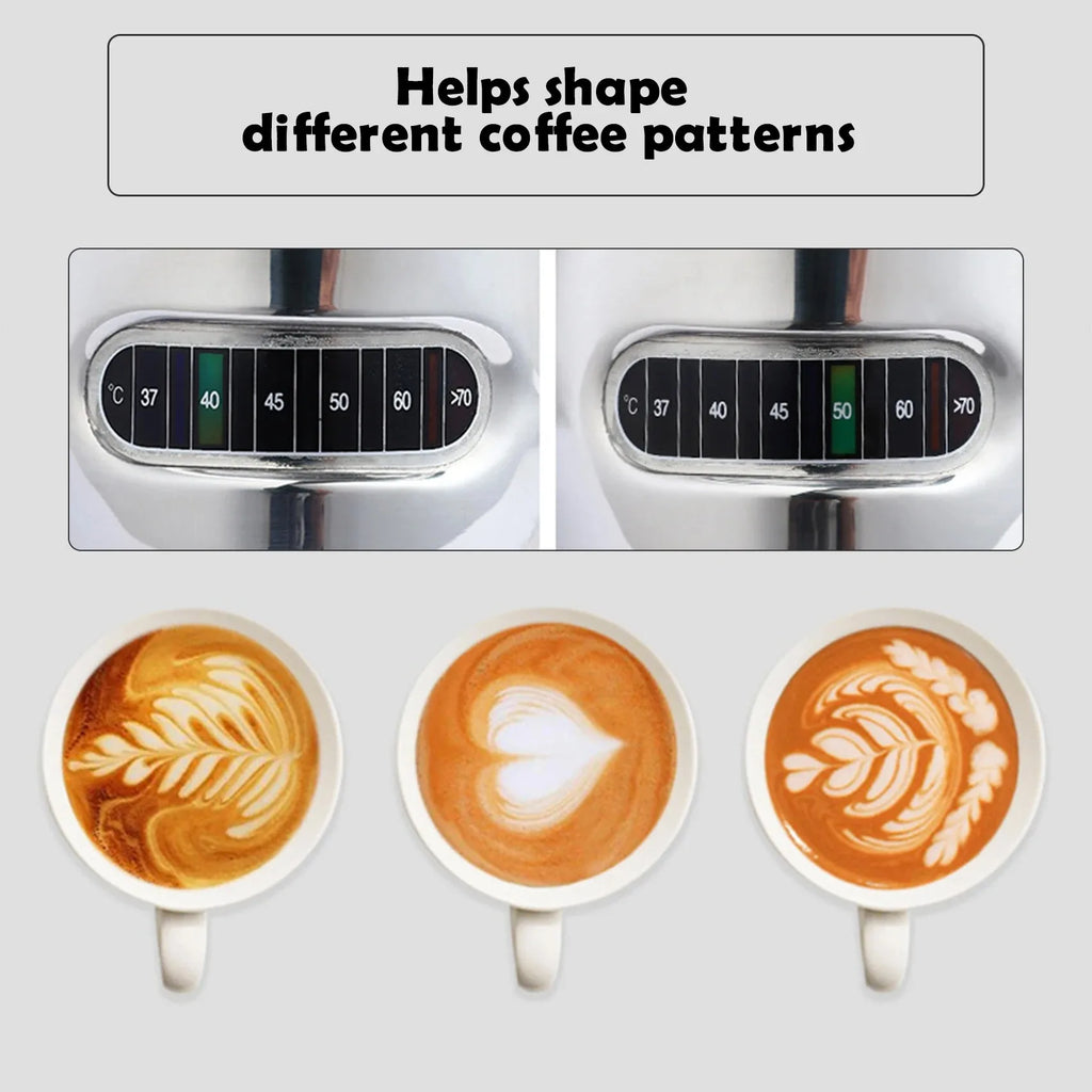 12/20oz Milk Frothing Pitcher 350/600ML Temperature Display Stainless Steel Milk Frother Pitcher Jug Cup for Latte Art Barista Oasis Select