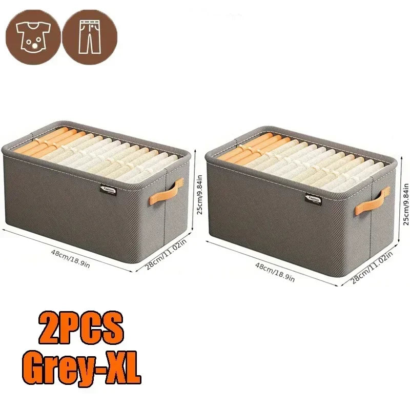 Thicken Clothes Organizer Pants Sweater Storage Cabinets Drawers Organizer Jeans Storage Box Wardrobe Clothes Storage Organizers Oasis Select Grey XL 2PCS