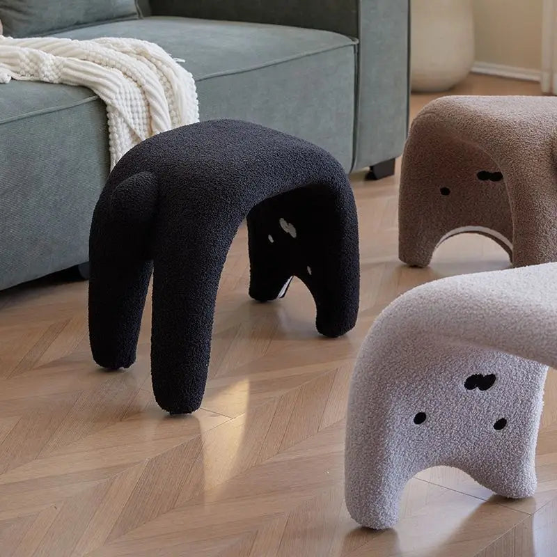 Dressing Chair Armless Plush Entryway Chairs Cute Cat Makeup Room Footrest Vanity Stool for Living Room Bedroom Furniture Oasis Select