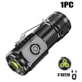 New Upgrade 3 LED Flashlight With RGB Side Lamp Type-C Rechargeable 2000 Lumens Torch Tail Magnet for Camping Hiking Lantern Oasis Select Plastics 1pc
