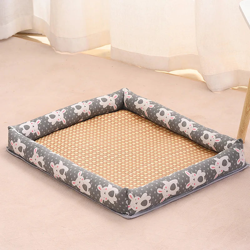 Pet Ice Mat, All-season Dog House Mat, Anti-slip and Wear-resistant Linen Square Dog House Mat, Rattan Mat Oasis Select Swinging Rabbit S 39x27cm