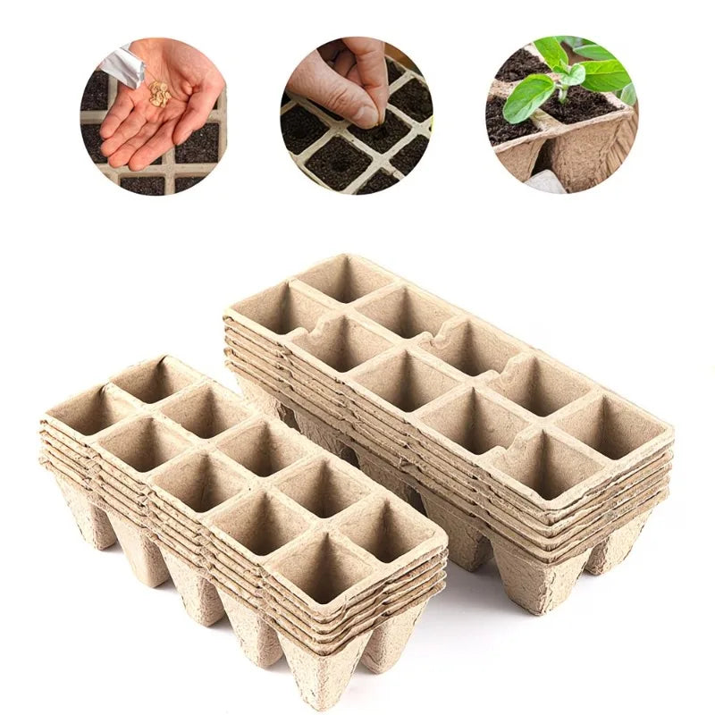 20/40PCS Biodegradable Pulp Seedling Trays Grid Lightweight Breathable Seed Starter Pots for Succulents Vegetables Garden Oasis Select