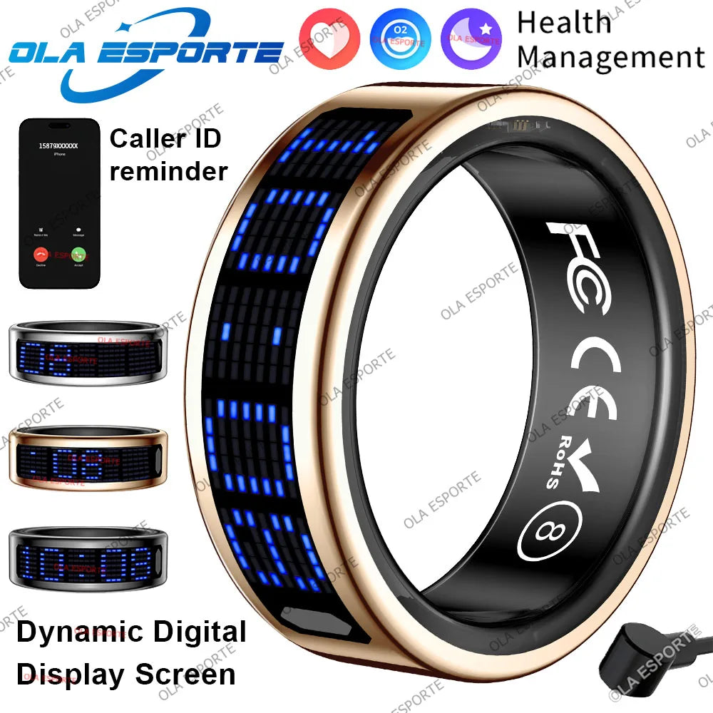 Smart Ring LED Display – Heart Rate, Sleep & Step Tracker