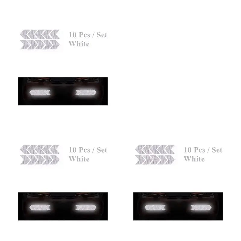 1/2/3set Car Bumper Reflective Safety Strip Stickers Car Arrow Reflective Sticker Reflective Warning Safety Tape Oasis Select White-3set