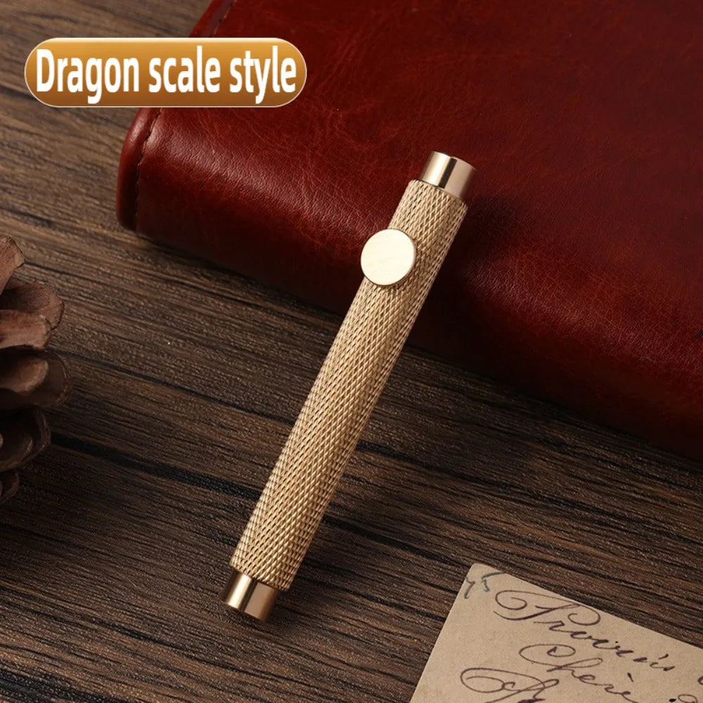 Portable Scalable Metal Fountain Pen Handwriting Retro Vintage Brass Pens Short Artist Writing Mini Pocket Pen Stationery Oasis Select Dragon Scale Style