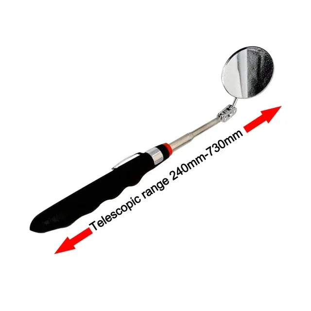 Car Mirror Portable Telescoping Flexible Head Inspection Mirror LED Light Adjustable 360 Degree Swivel Viewing Auto Hand Tools Oasis Select Round mirror