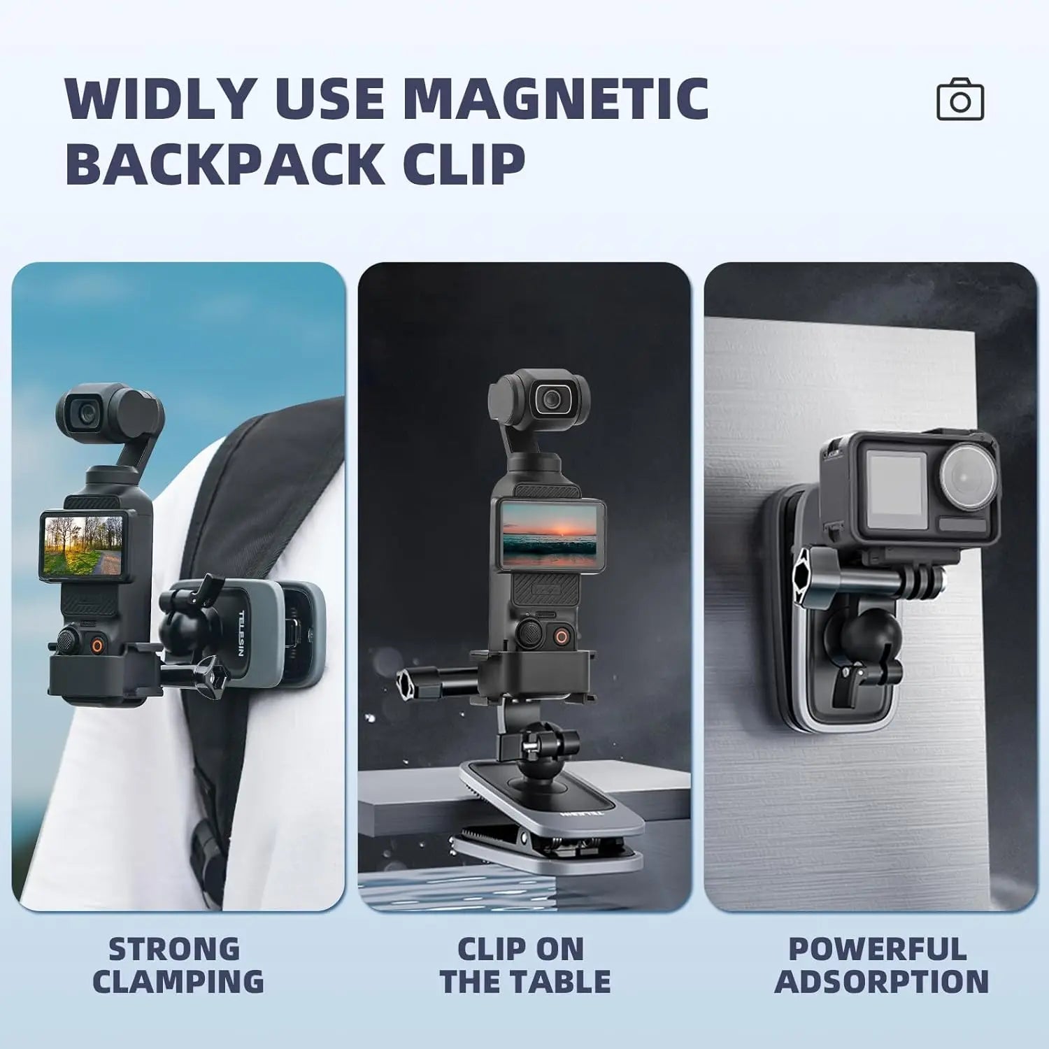 Magnetic Backpack Clip Mount for DJI OSMO Pocket 3 | 360° Ball