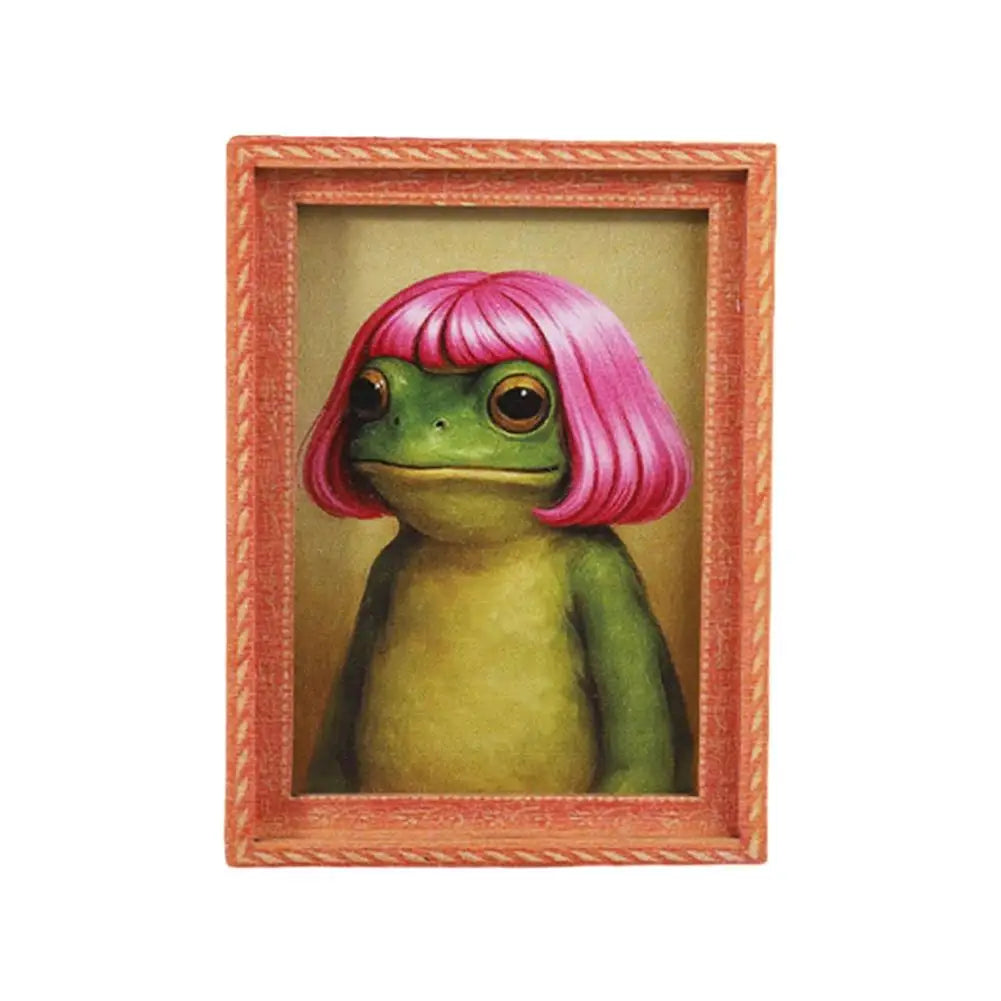 Wooden Frog Fridge Magnet Photo Frame | Funny Quirky Decor