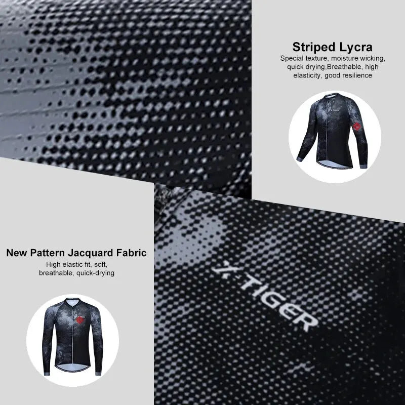 X-TIGER Men's Cycling Jersey Long Sleeves Breathable Bicycle T-Shirt Reflective Zipper Motocross Jersey Maillot Oasis Select