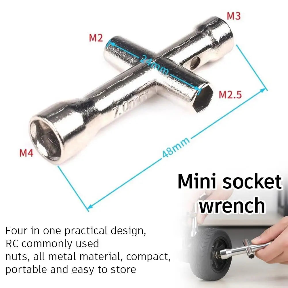Mini Cross Hex Socket Wrench M2–M4 | RC Car & Drone Tool