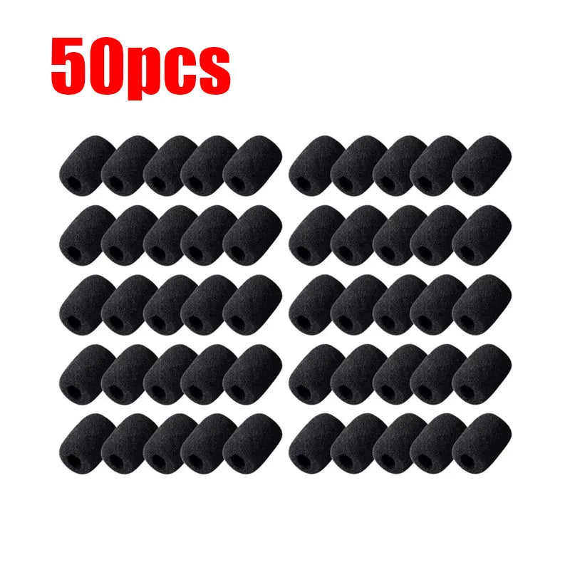 10/30/60PCS Universal Black Mini Mic Cover Foam Headset Microphone Windscreen Sponge Replacement Small Lapel Protection Sleeve Oasis Select 50pcs