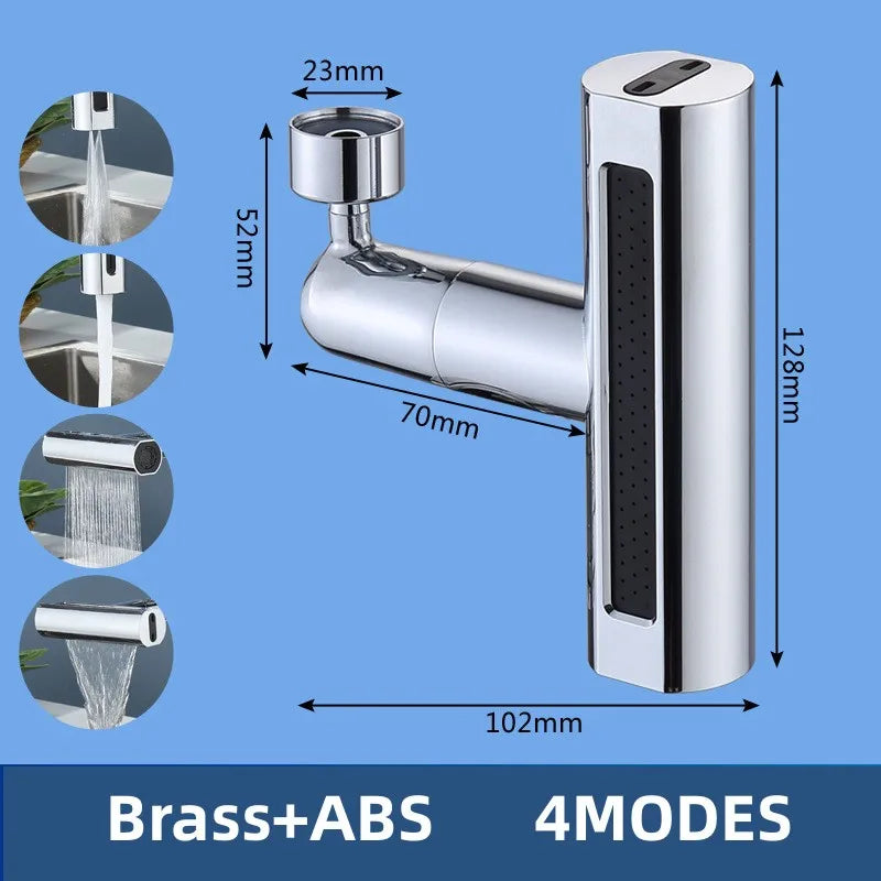 Pressurized Kitchen Sink Waterfall Faucet Bubbler Splash-proof 4 Modes Spout Bathroom Basin Tap Extender Water Saving Adapter Oasis Select 4 Mode-360 Degree