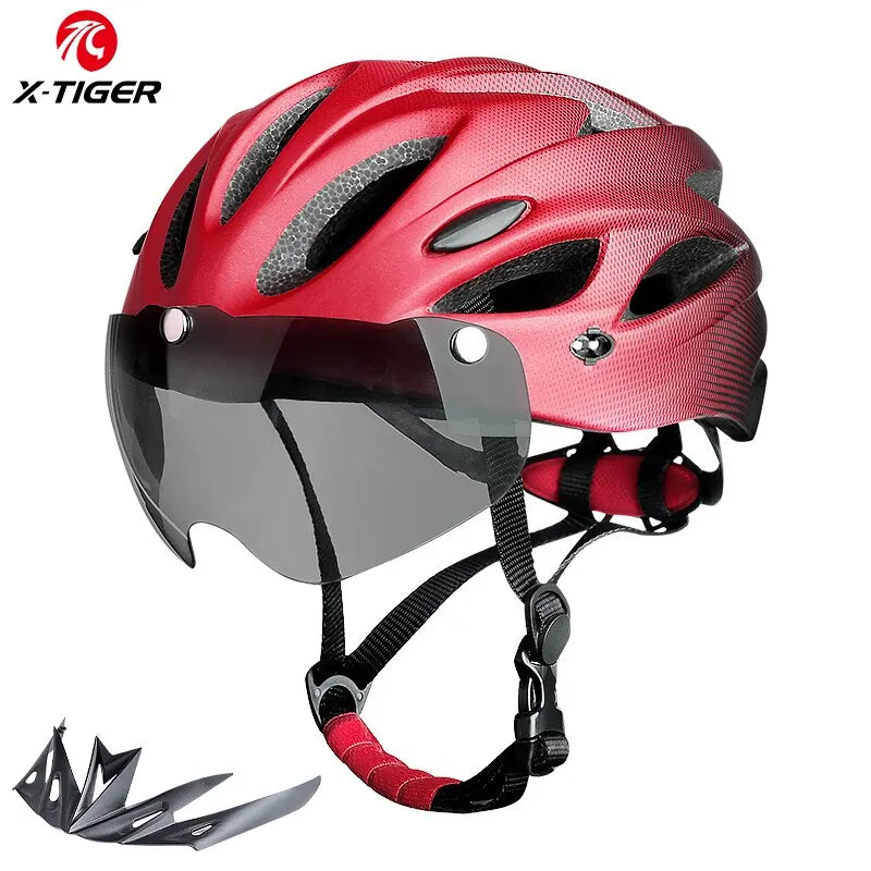 Bike Helmet with LED Tail Light Adult Cycling Helmet Fit 58-62cm Lightweight Breathable Colorful Bicycle Helmets Accessories Oasis Select Red