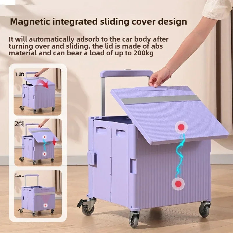 Multi-functional Shopping Cart Folding Light Carry Shopping Cart Camping Trailer Hand Pull Trolley Express Pull Goods Home Oasis Select