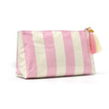 Waterproof Striped PVC Cosmetic Bag with Tassel Zipper