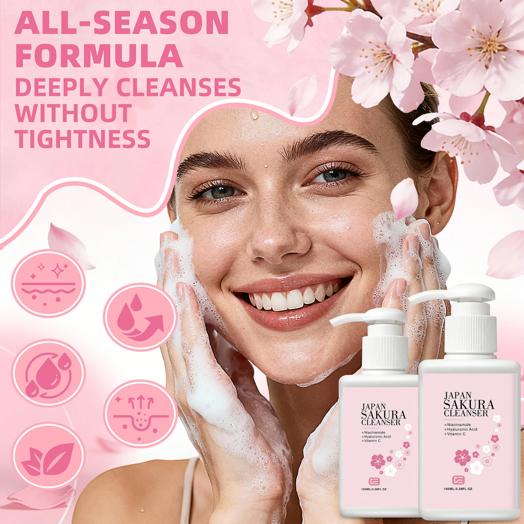 veérenae Japan Sakura Facial Cleanser 2pc – All Skin Types Facial Cleanser Oasis Select