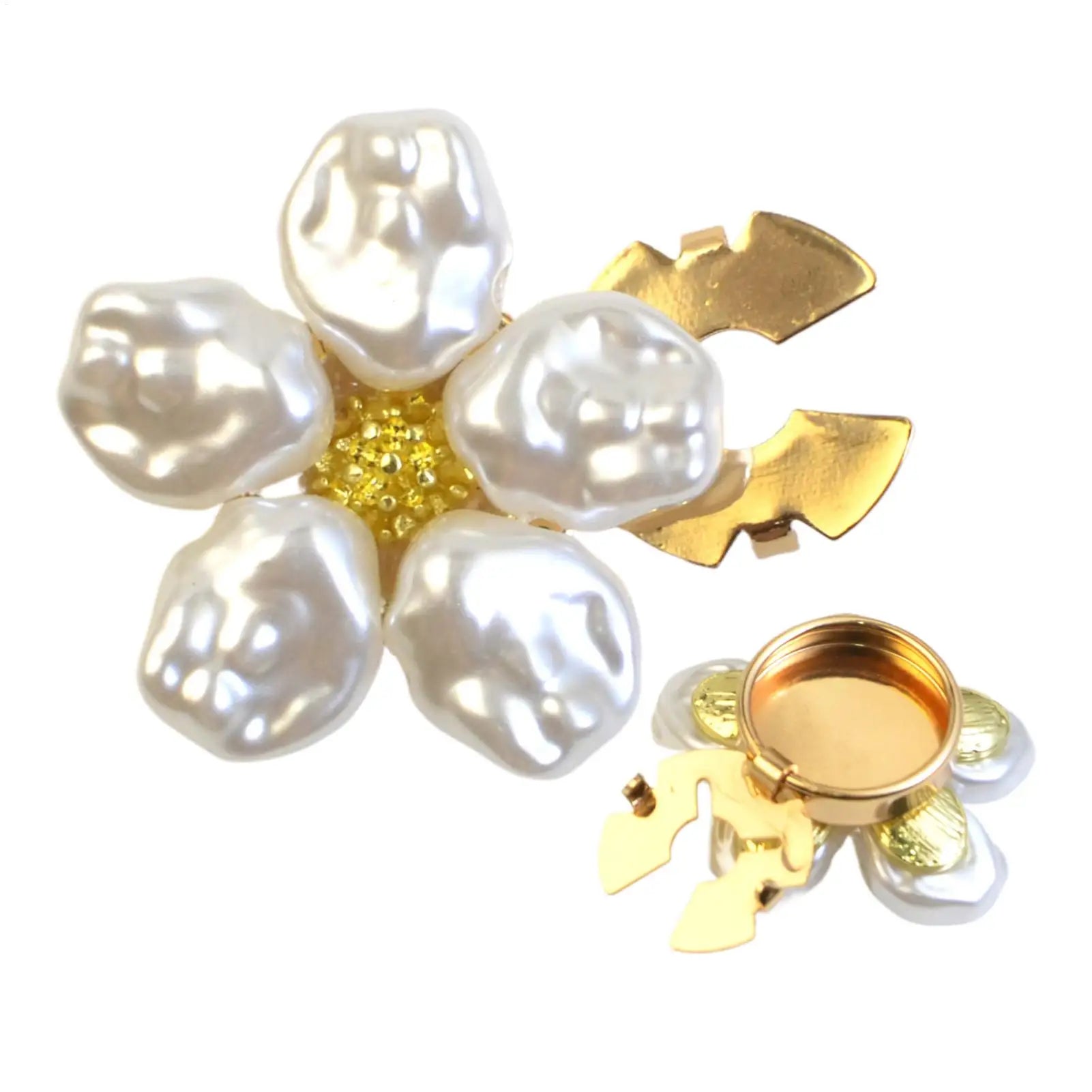1PC Flower Rhinestone Pearl Cufflinks for Women Buttons Exquisite Shirt Sleeve Collar Clips Decor Jewelry Elegant Accessories Oasis Select