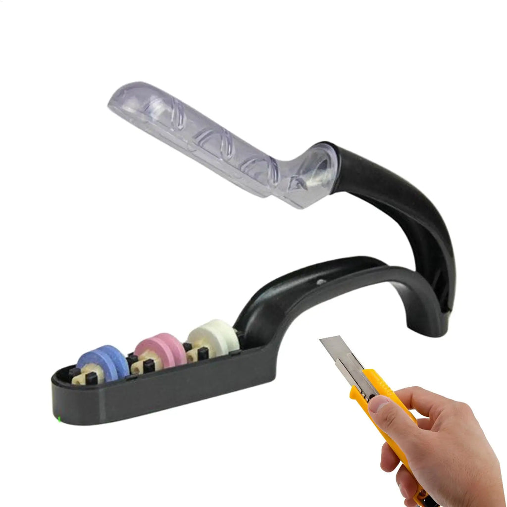 Handheld Cutter Sharpener Level 3 Quick Sharpening Tool Knife Sharpener With Anti-slip Base Kitchen Small Tools Stone Knives Oasis Select