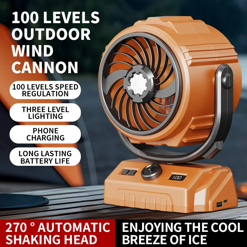 URGGU 6" Camping Fan | 100 Speeds, LED Light & Digital Display