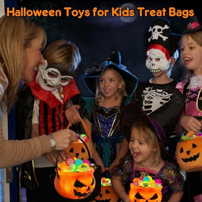 10Pcs Halloween Luminous Bouncy Ball Pumpkin Witch Rubber Ball Toys for Kids Birthday Party Favos Halloween Party Decoration Oasis Select