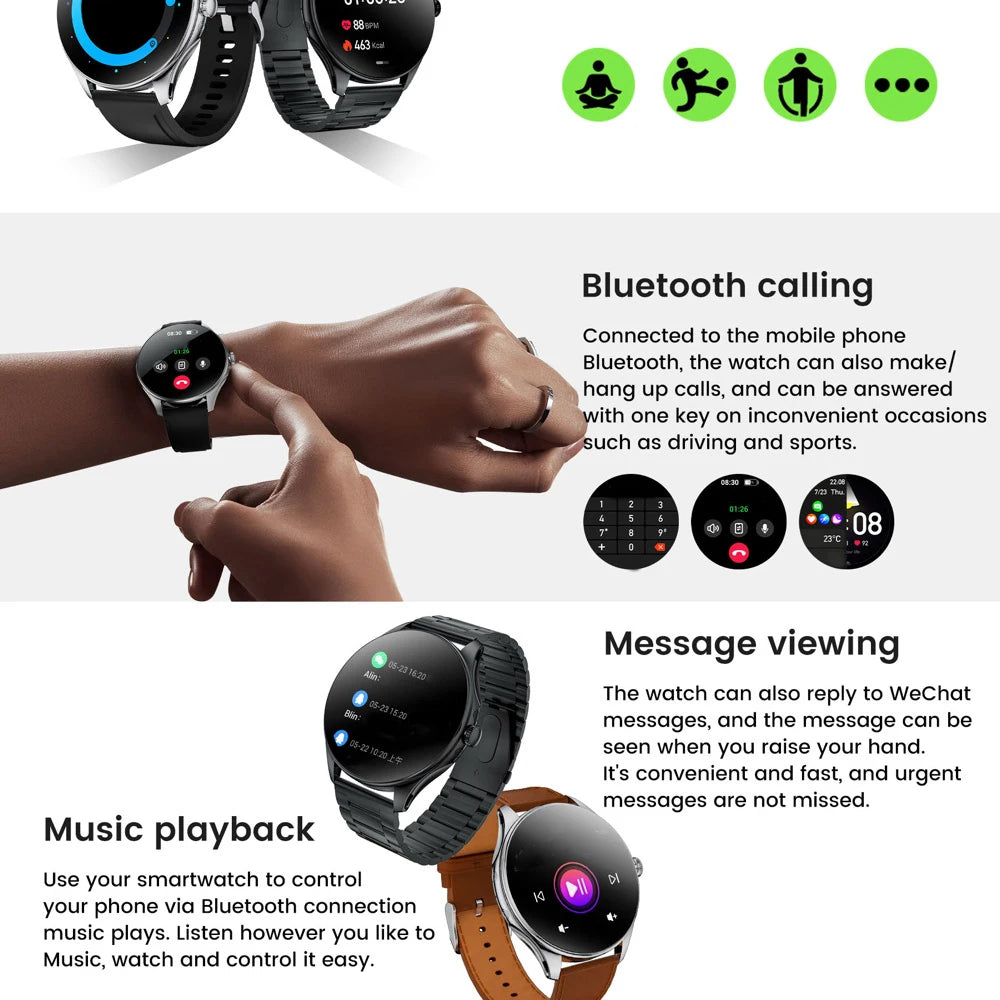 Fashion Round Bracelet AMOLED Screen Blue Tooth Call Smartwatch Women Health Monitor Music Sports Smart Watch Lady Waterproof Oasis Select