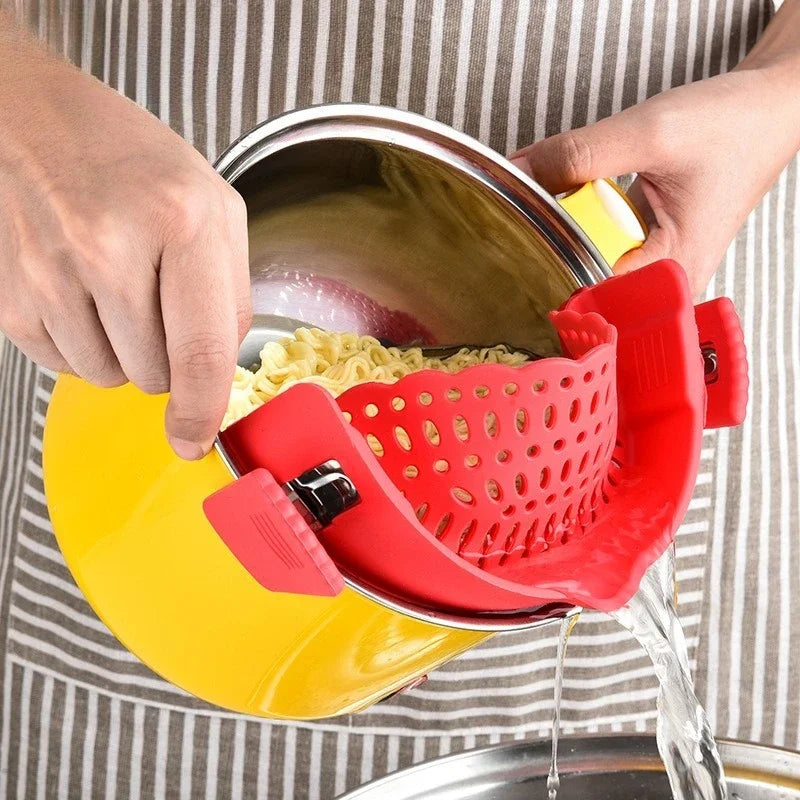 Universal Silicone Clip on Pan Pot Strainer Anti Spill Strainer Food On Strainer For Pots Pans And Bowls, Kitchen Pot Strainer Oasis Select