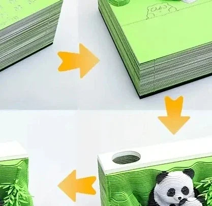 3D Panda Notepad 2025 Calendar 3D Paper Art Notes Notepad ﻿ Paper Engraving Art Sticky Tear Home Office Desktop Decor Oasis Select