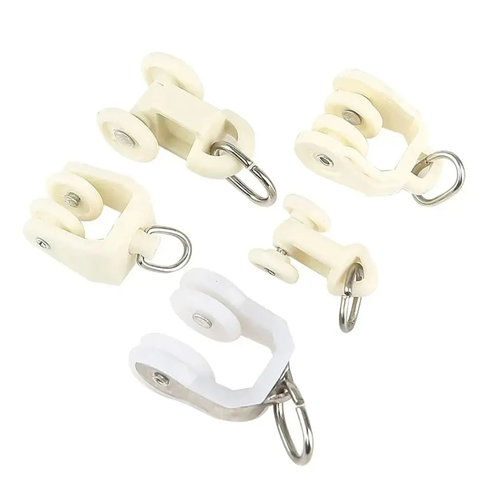 10Pcs Straight Curved Track Rollers Curtain Wheels Rail Curtains Hook Ring Slider Furniture Hardware Curtain Rod Pulley Hanging Oasis Select