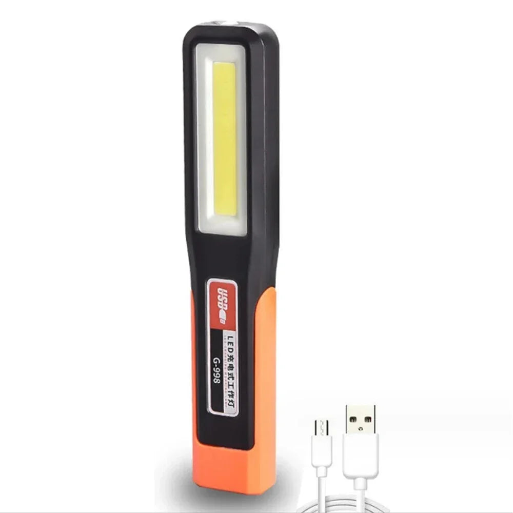 COB LED Rechargeable Flashlight – Magnetic Work Light & Torch