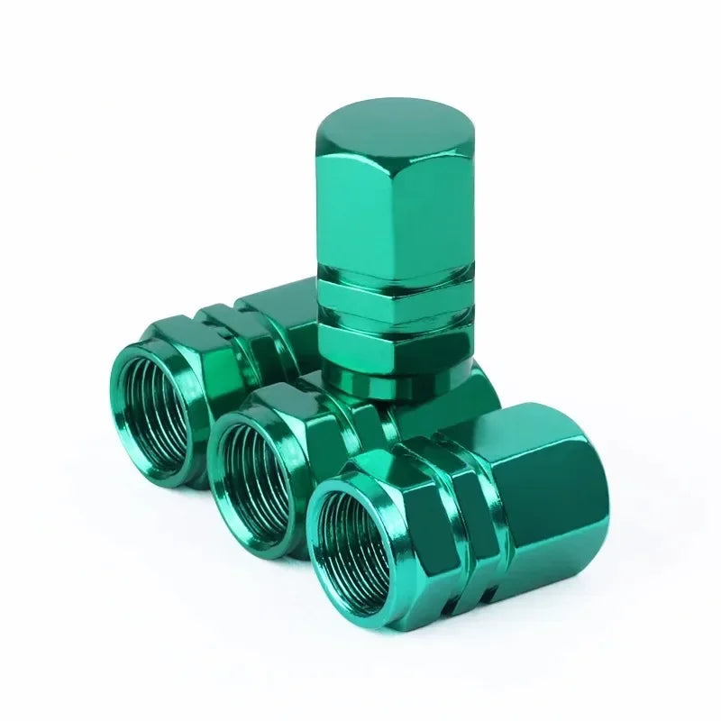 Tire Valve Stem Caps Decorative Tires Accessories Aluminum Alloy Nipple Wheel Caps For Cars Motorcycles Bicycle Cover Dustproof Oasis Select green 4pcs