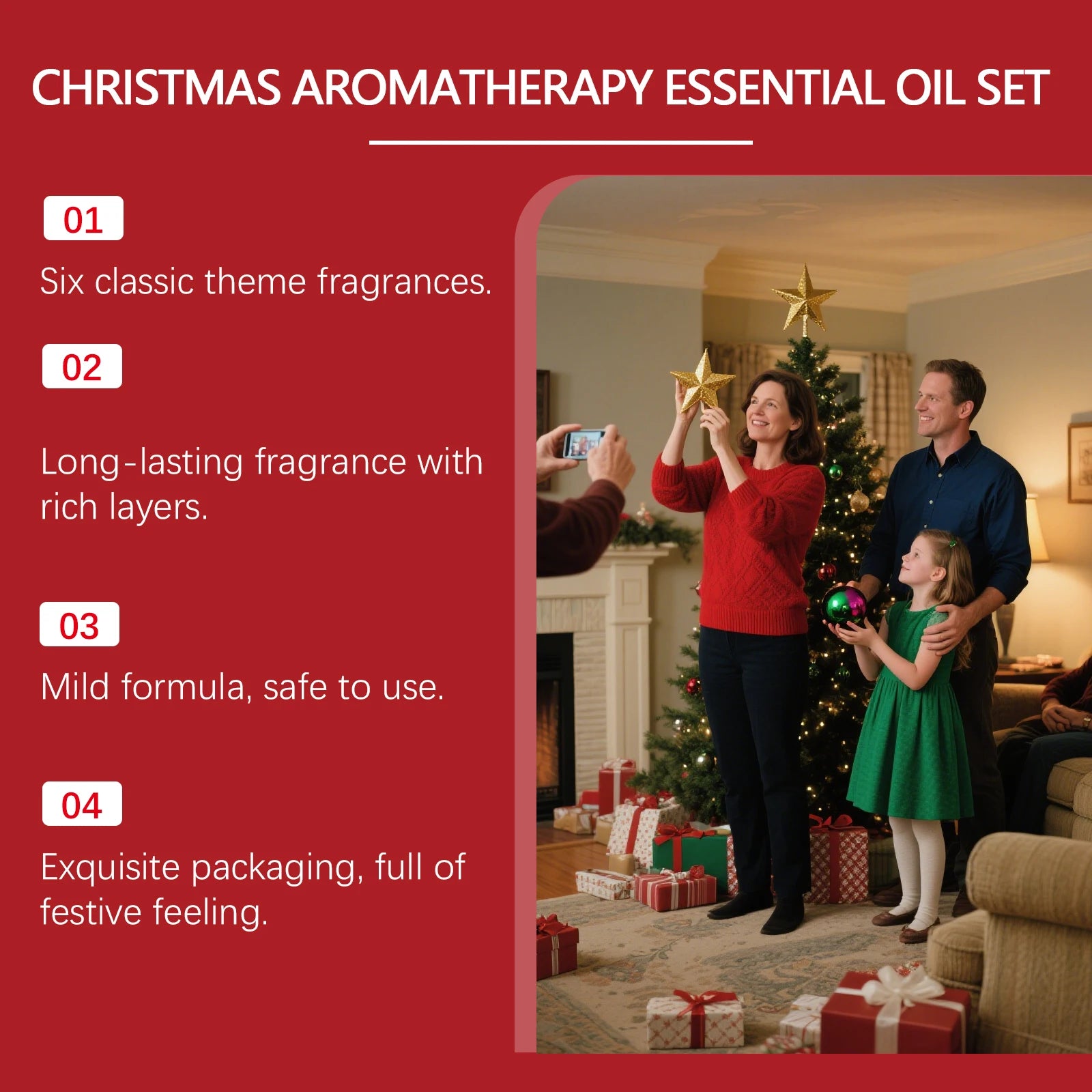Christmas Essential Oil Set – 6 Festive Holiday Scents 6x10ml Aromatherapy Essential Oil Set Oasis Select