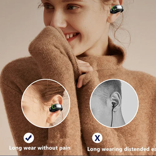 Headset With Microphone Bluetooth 5.3 Ear Clip Headphone TWS Wireless Earphone Single In-Ear HD HiFi Stereo Touch Control Sports Oasis Select