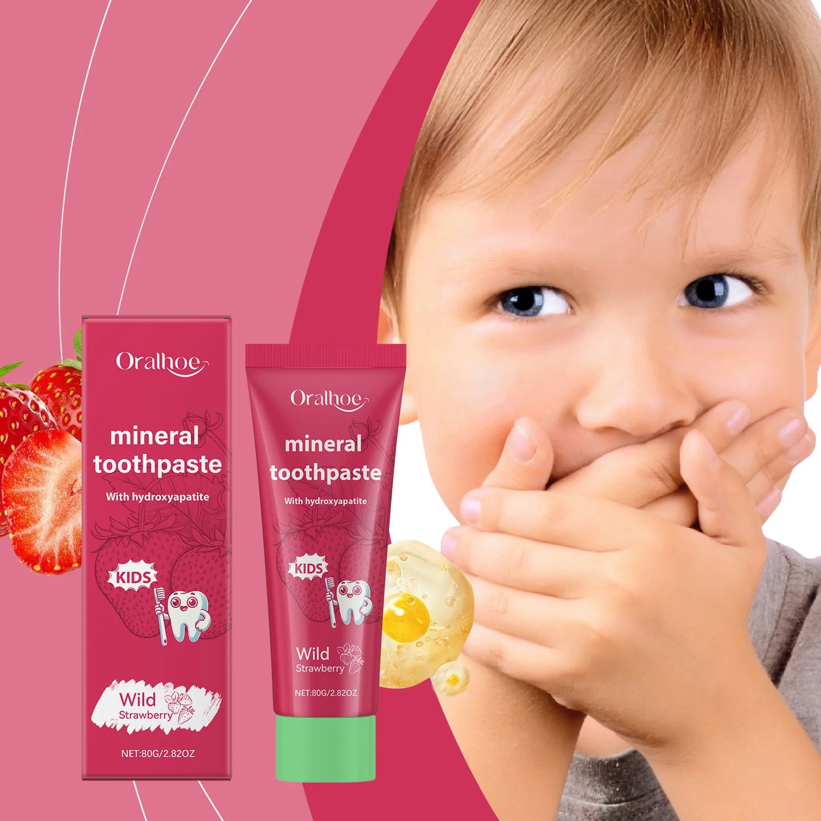 Strawberry Kids Toothpaste For Teeth Whitening Deep Cleansing Interdental Prevent Tooth Decay Protect Enamel Repair toothpaste Oasis Select