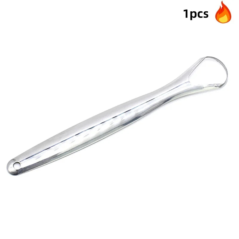 1/2Pcs Tongue Scraper Stainless Steel Tongue Cleaner Oral Care Hygiene Scraper Dental Oral Care Hygiene Health Care Tool Oasis Select MR-02
