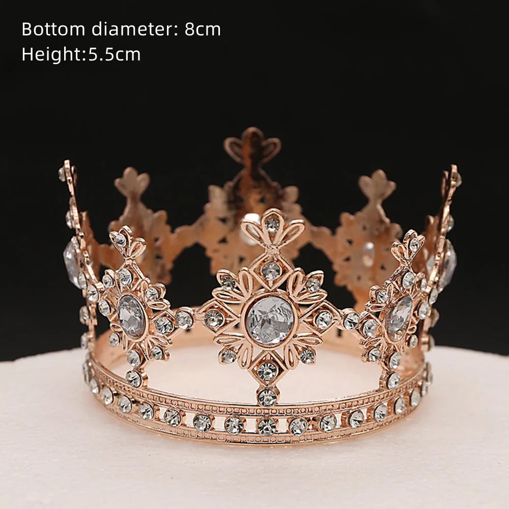 Rhinestone Crown Baking Cake Topper Headwear Decoration Children's Hair Accessories Princess Wedding Birthday Party Supplies New Oasis Select Rhombus CHINA