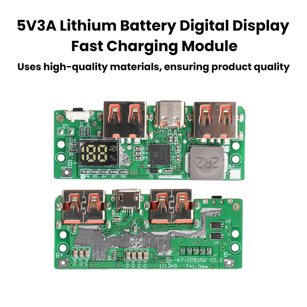 5V 3A Lithium Battery Digital Display Fast Charging Module IP5356 TYPE-C Micro USB QC3.0 2.0 PD3.0 PD2.0/AFC/FCP Oasis Select