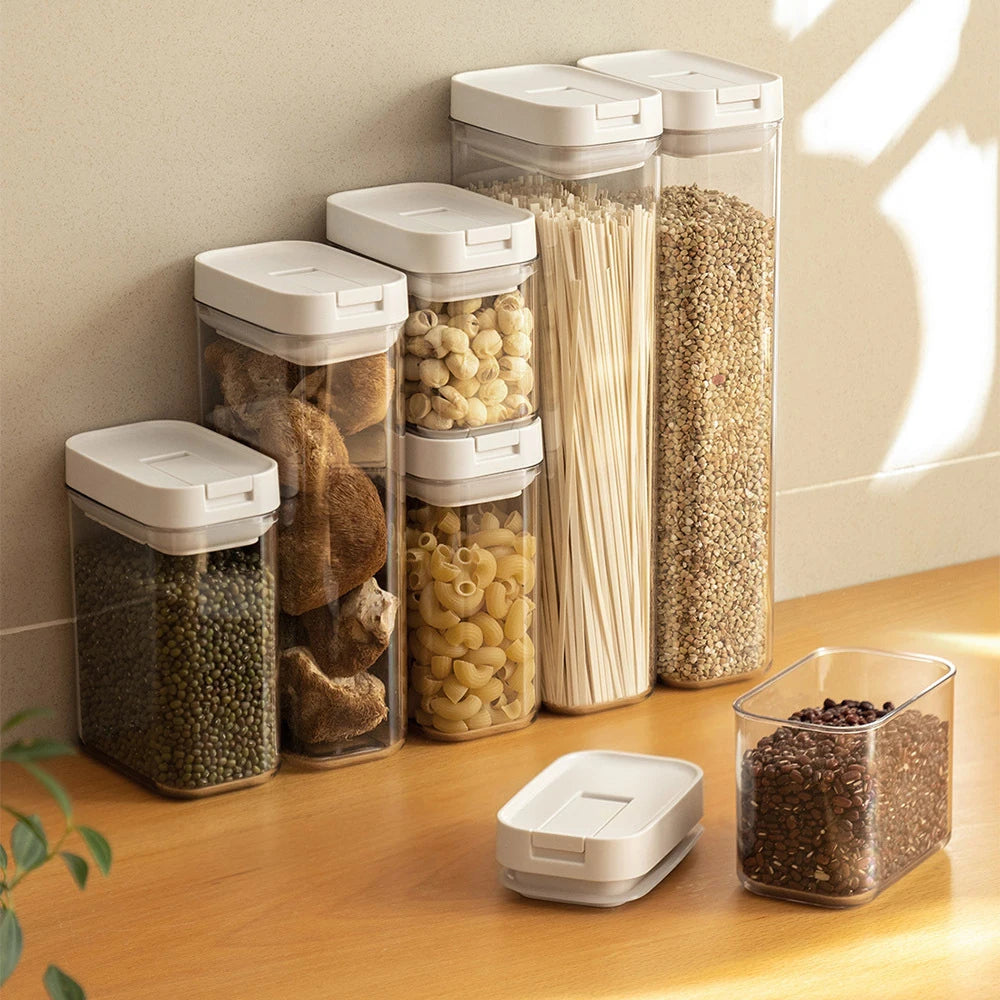 Clear Plastic Storage Jar with Airtight Seal for Kitchen Snacks Cereals Beans Oasis Select