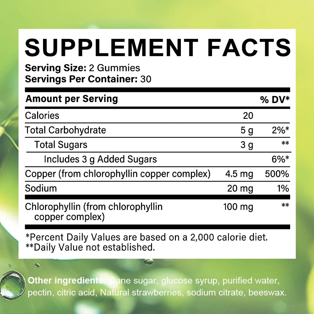 DETOXXTRA Chlorophyll Gummies 100mg – Detox, Deodorizer & Immunity Chlorophyll Supplement Gummies Oasis Select
