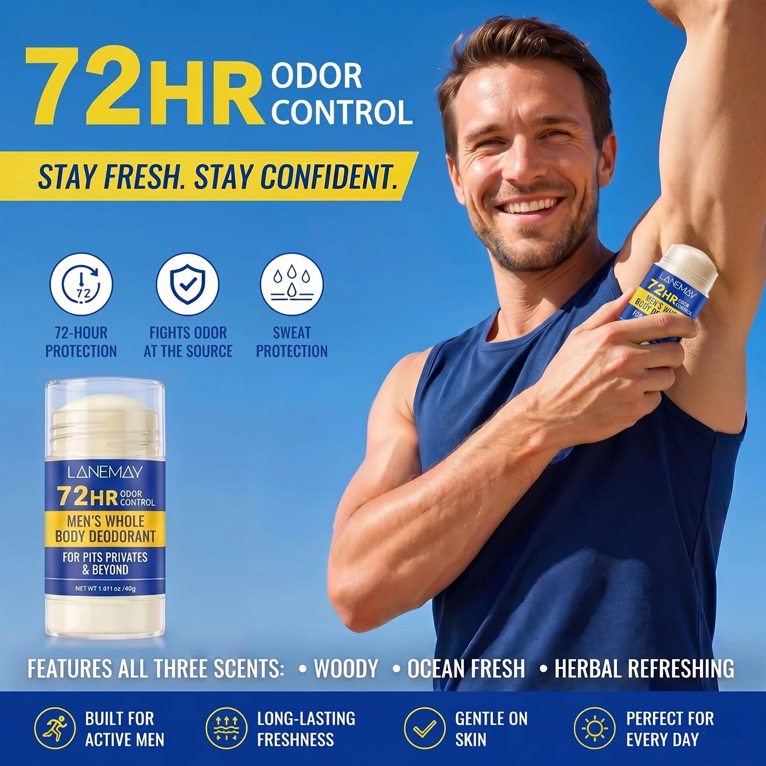 Men's 72HR Whole Body Deodorant Stick – Pits & Privates