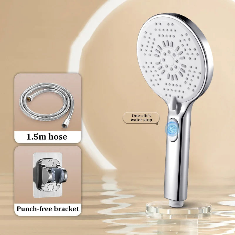 5-Function Handheld Shower Head | Filter & One-Touch Water Stop