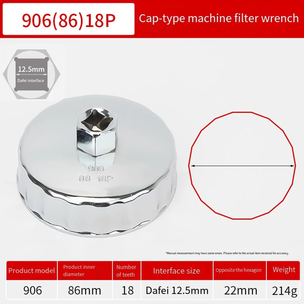 64mm-89mm End Cap Machine Filter Removal Tool 1/2inch Square Drive Oil Filter Remove Tool Machine Filter Hand Tool Oasis Select 86mm 18P