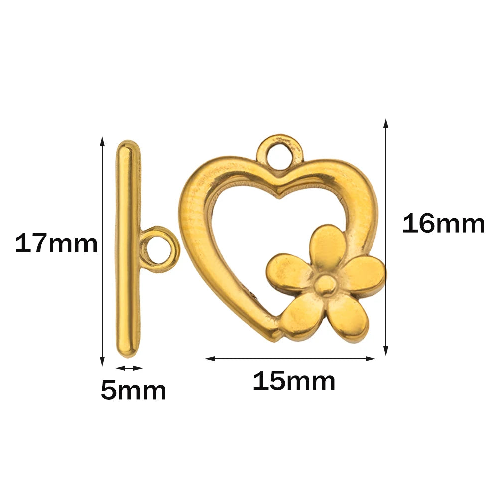 5 Sets Stainless Steel Toggle Clasp T-bar Closure Ring Fastener Hook