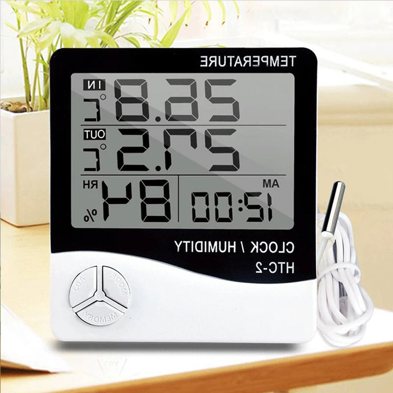 Digital LCD Thermo-hygrometer 1 Piece of Household Indoor and Outdoor Electronic Thermometer, Weather Station with Alarm Clock Oasis Select