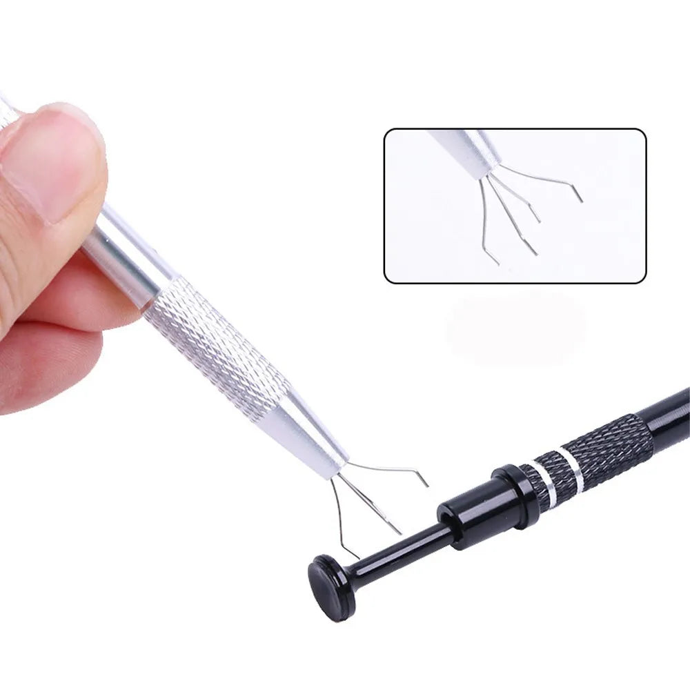 Piercing Ball Grabber Tool Pick Up with 4 Prongs Holder Diamond Claw Tweezers for Small Parts Gems Prong Jewelry Making Tool Oasis Select