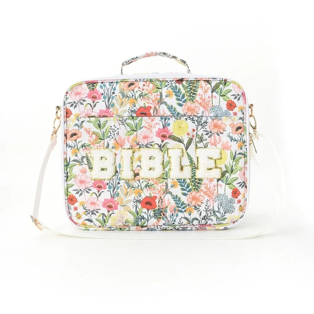 Portable Bible Cover Case Dustproof Large-capacity Bible Carrying Bags with Shoulder Strap Multilayer Book Storage Bag Women Oasis Select
