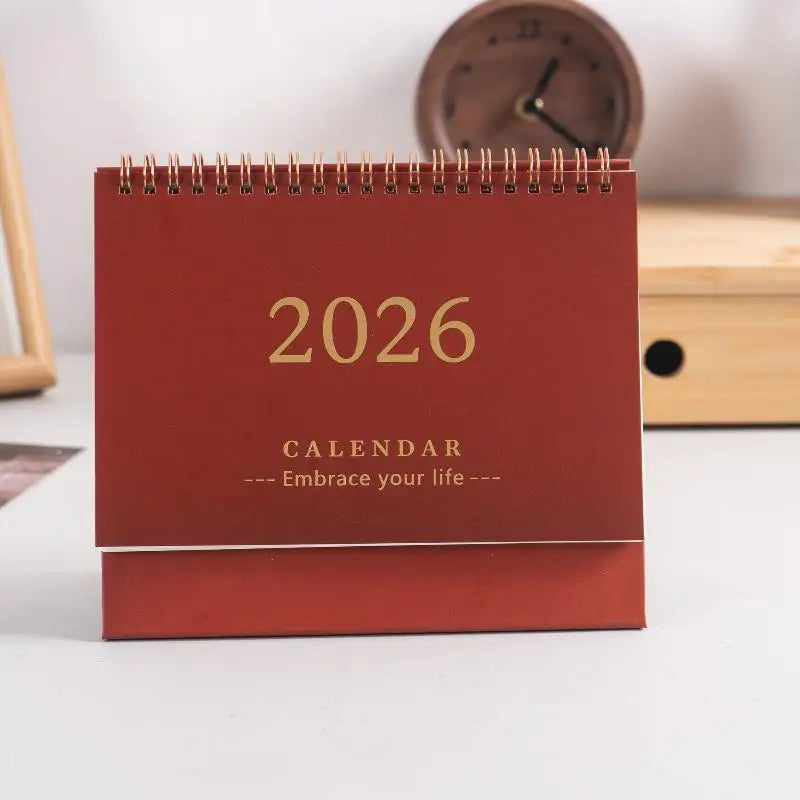 2026 Calendar Simple Memo Book Monthly Daily Planner Scheduler Time Management Home Office Desktop Decoration Standing Calendar Oasis Select Wine red